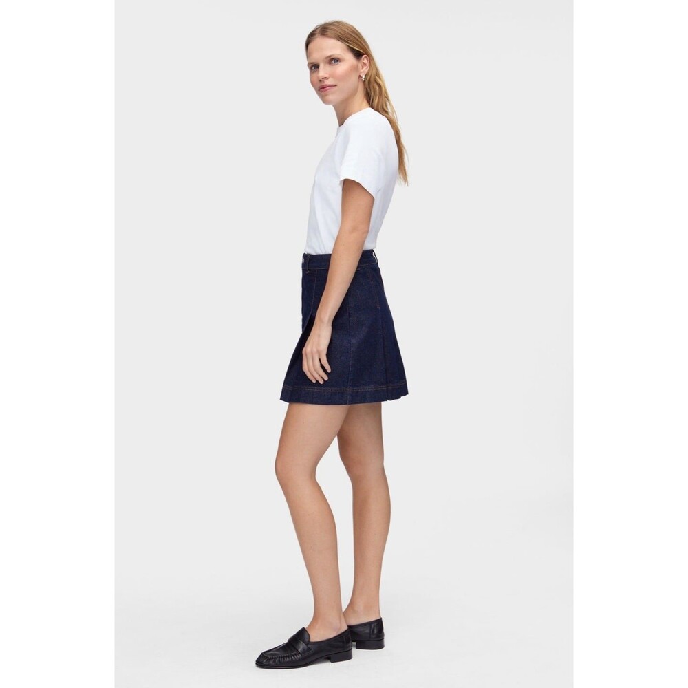 ALIGNE Yolie Pleat Denim Mini Skirt (Indigo), size UK 14 / US 10, 100% cotton, - Picture 13 of 16